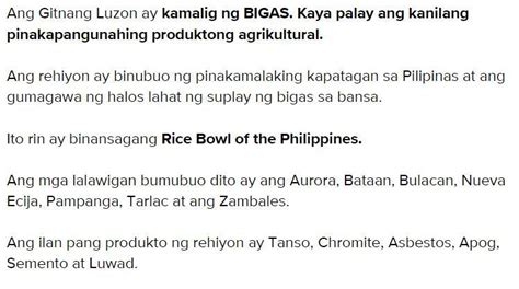 pangunahing produktong pang-agrikultura sa gitnang luzon|Agrikultura sa Pilipinas .